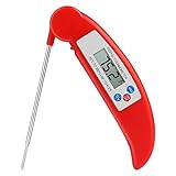 Meat Thermometer,Super Fast Accurate Digital Instant Read Food Cooking Thermometer, Electronic Food Kitchen Thermometer With LCD Display,Foldable Long Probe For Food,Candy,Milk,Tea,BBQ Grill (Red)
