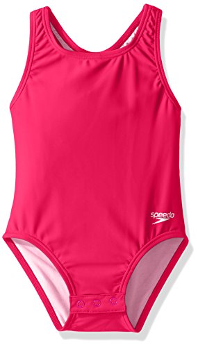 Speedo Toddler Racerback One Piece Swimsuit with Snaps, Electric Pink, 2T