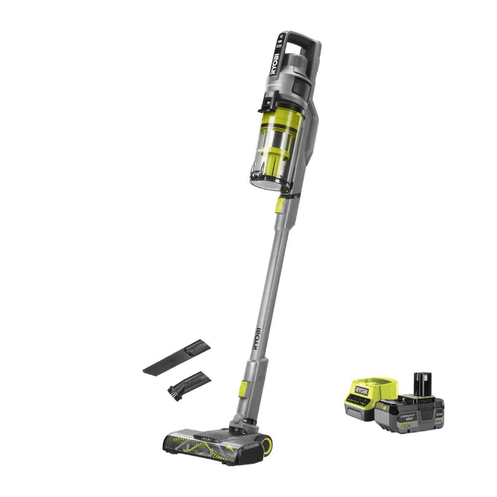 RYOBI 18 V ONE+ Brushless Akku-Staubsauger RSVS18BL-1C40G, 90 AW Saugleistung, bürstenloser Motor, Dual-Zyklon-Filtration, HEPA-Filter, LED-Düse, inkl. 4,0 Ah Akku und 2,0 A Ladegerät, Anthrazit 4