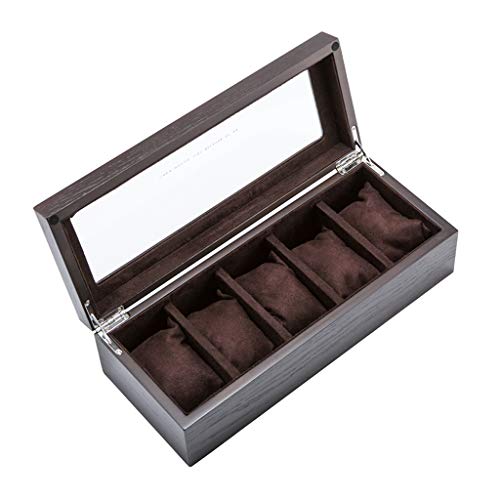 Watch Box 5 Slots Compartments Storage Organizer Display Design Jewellery Holder Collection Case for Men Women,2 Colors
