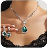 Denifery Bride Rhinestone Necklace Earrings Set Bridal Wedding Jewelry Sets Bride Bridesmaid Prom Costume Jewelry Set for Women