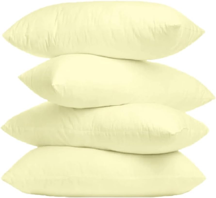 Pillowcases - 4 Pack Housewife Pillowcase Set | Envelope Closure | Ultra Soft Easy Care 100% Egyptian Cotton Plain Pillow Case Cover For Bedroom - 50 X75cm (Cream)