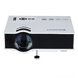 Excelvan UC40 Mini LED Proyector Portátil Multimedia Cine Teatro (800 Lumenes, 800*480RGB 1080HD , Altavoz, Batería Externa Compatible con Smartphone Cámara) - Blanco