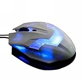 Merdia USB Wired Gaming Mouse with 3 Level DPI Switch Blue LED 6 Button - Green Hornet(White)