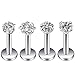 Areke Women's Stainless Steel Cubic Zirconia Piercing Unisex Labret Small Lip Ring/ Tragus/ Helix Earrings Color White