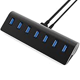 Sabrent 7 Port Aluminum USB 3.0 Hub with 5V/4A Power Adapter (30