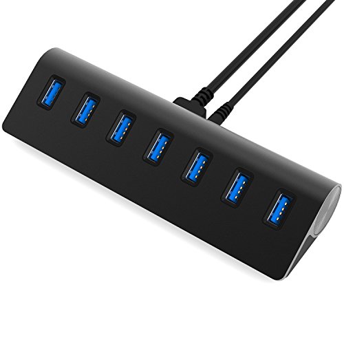 Sabrent 7 Port Aluminum USB 3.0 Hub with 5V/4A Power Adapter (30