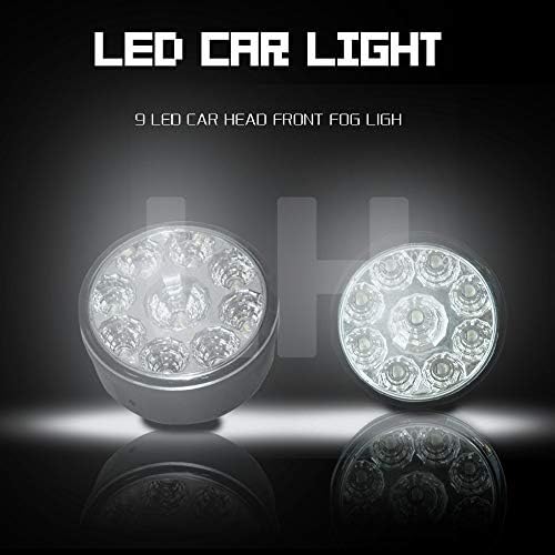 Sammiler - 2 X Super Bright White Daytime Running Lights Parking Lamp 9 LED Head Front Round Fog Light for all Car DRL Off-road Lamp
