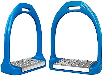 Stirrups Horse Riding Safety Stirrup lightweight aluminum with Stainless Steel Pedal with Non-slip Pad 1 Pair (Blau)