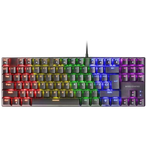 Mars Gaming MK80 Black, French Language, Mechanical Gaming Keyboard TKL FRGB, Antighosting, Mechanical Switch Brown