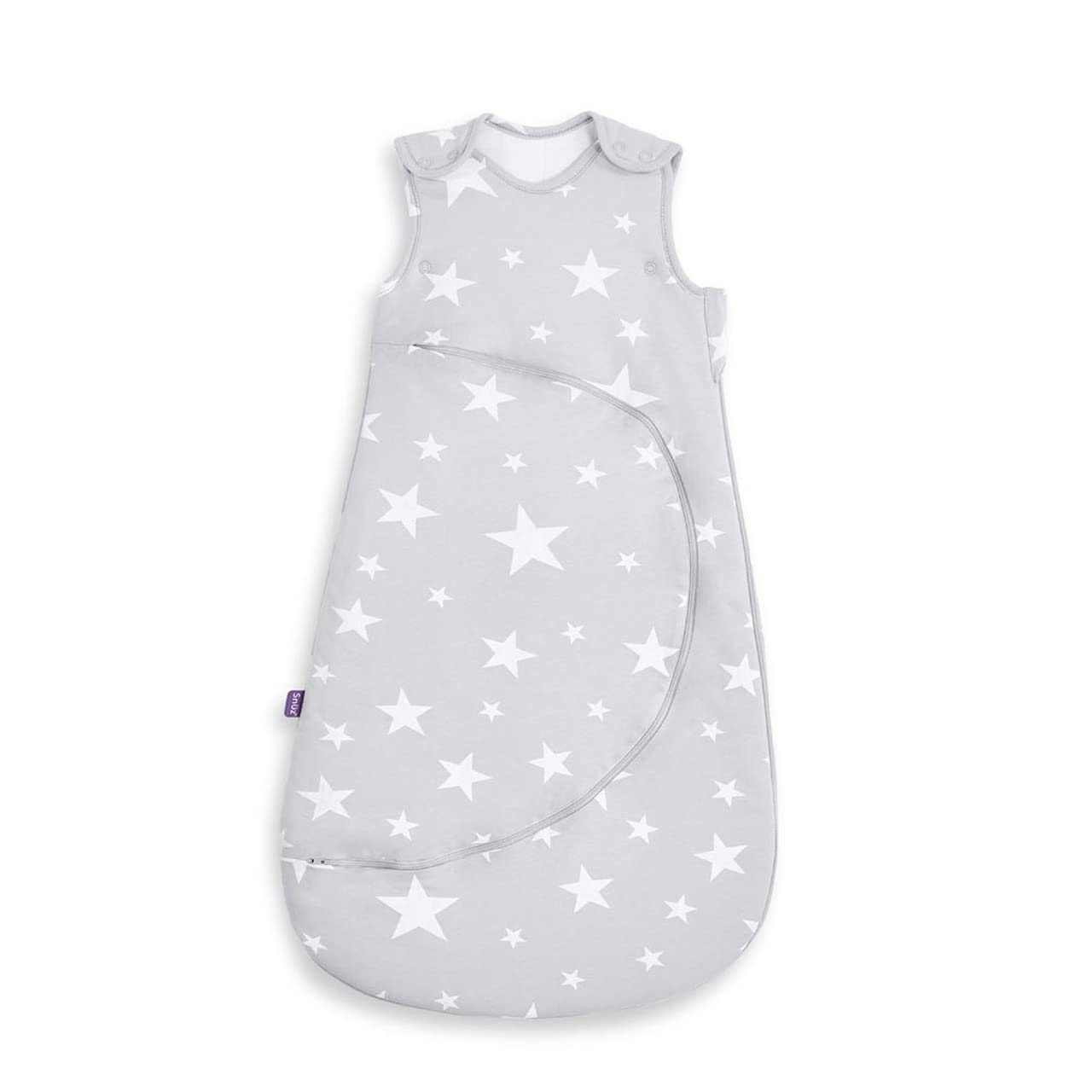Snuz Baby Sleeping Bag with Nappy Zip - For Easy Nappy Changes, Super Soft Cotton Sleeping Bags with Easy Fit Poppers, Meets British Safety Standard, White Star, 2.5 Tog 0-6M