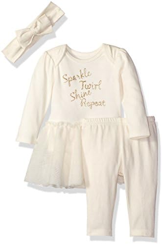 Vitamins Baby Girls' Sparkle Perfect Picture 3 Piece Pant Set, Twirl, 3 Months