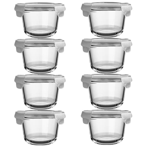 H.JSS WDJS Rund Glas Frischhaltedosen mit Deckel, Kleine Glas Suppen Behälter, BPA-frei Meal Prep Gläser for Food, Mikrowellen, Gefrierschrank Spülmas