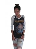 Bunny Brand Women's Def Leppard Pyromania 80's Music Raglan T-Shirt,Medium