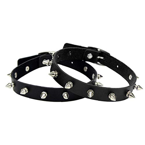 asdfwe-Punk-Collare-di-Cuoio-Choker-Punk-di-Goth-con-Borchie-Rivet-Pu-Girocollo-Collana-Regolabile-per-Donne-E-Uomini-Neri