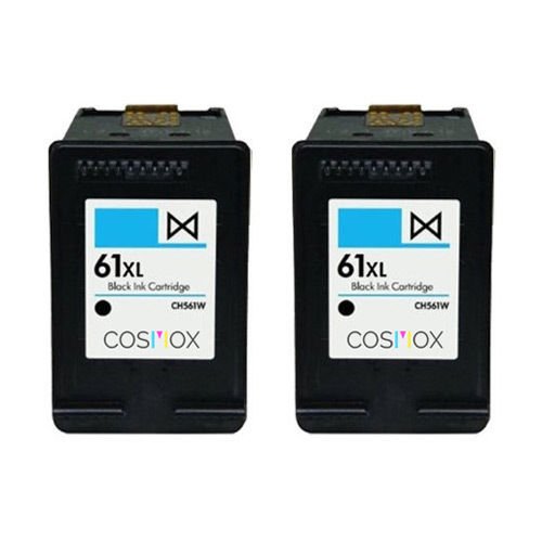 61XL Ink Cartridge, High Yield, Cosmox Remanufactured 2pk Black Cartridge for 61 XL CH563WN ENVY 4500 ENVY 5530 OfficeJet 2620