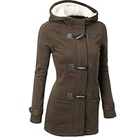 SOMESHINE Womens Pea Coats Winter Outdoor Warm Wool Blended Classic Hoodies Jackets Horn Buckle Zip Up Button Long Outwear(Coffee,Medium)