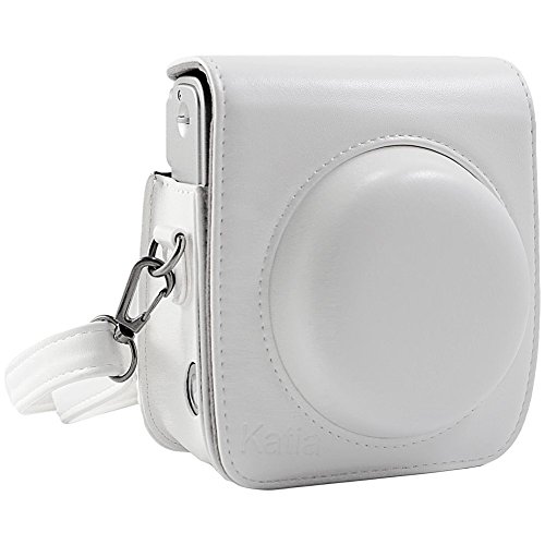 Katia Vintage Pu Leather Bag for Fujifilm Instax Mini 90 with Shoulder  Strap and Pocket White