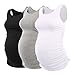 Pack of 3pcs Mama Womens Basic Layering Maternity Tank Top Pregnancy Tee Scoop Neck Sleeveless Solid Side Ruched Vest