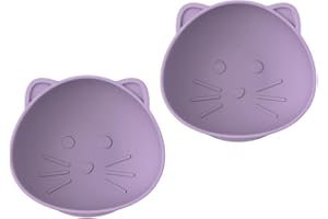 melii Silicone Suction Bowls for Babies and Toddlers, Cat, 10.1 oz - 2 Pack, 100% Food Grade Silicone, Animal Shaped, BPA Free, Dishwasher & Microwave Safe