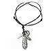 Vintage Holy Feathers Men's Pendant Leather Chain Cross Necklace