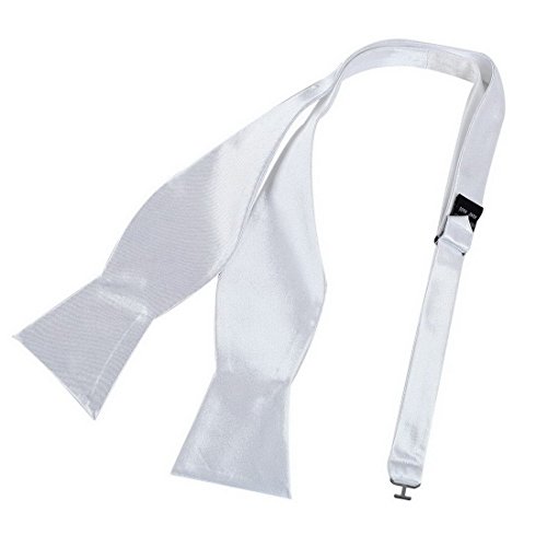 Dba7e01g white plain self-tied bow tie woven microfiber…
