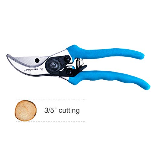 BUTTERFLY LOVE Professional Bypass Pruning Shears, Manual Hand Pruner, Garden Clippers, Tree Trimmers Secateurs (Blue-8 Inches)
