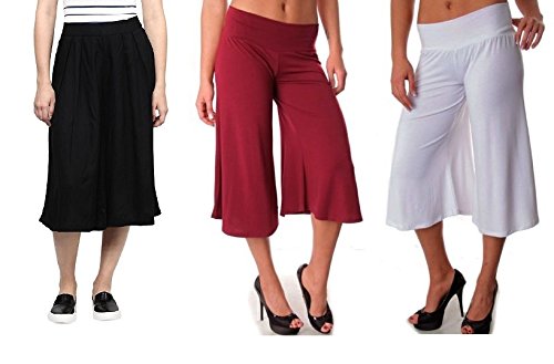 rooliums (brand factory outlet women culottes/palazzo capri pack of 3 - free size