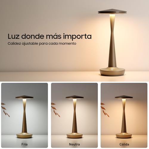 HYMZP Rechargeable 6000mAh Wireless LED Table Lamp, 3 Colour Temperatures and Continuous Touch Dimming, IP54 Waterproof, Modern Design with Memory, for Indoor and Outdoor (2 x Bronze)