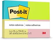 Blocos de Notas Adesivas Post-it Neon 4 cores - 4 Blocos de 38 mm x 50 mm - 100 folhas cada Varieda