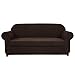 SUBRTEX Stretch Sofa Slipcover 2 Piece Sofa Cover 3 Seater Soft Couch Slipcover Washable Furniture Covers, Jacquard Fabric Small Checks(Chocolate,Sofa)