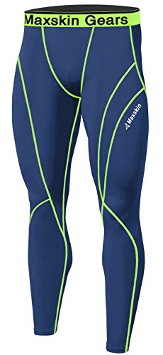 JustOneStyle New Men Skin Tights Compression Base Under Layer Sports Running Long Pants (S, MSP009 Navy)