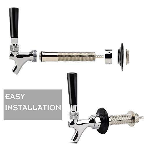 OneBom Beer Faucet with Nipple 4'' Shank Assembly,3/16''I.D. Bore for Keg Fridge Keezer (4'' Shank) - Thumbnail 4