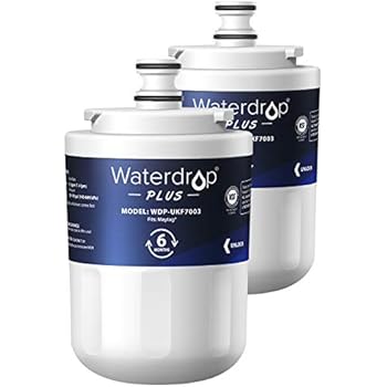 Waterdrop UKF7003 Refrigerator Water Filter, Replacement for Maytag UKF7003, UKF7002AXX, Whirlpool EDR7D1, UKF7003AXX, UKF7002, 7003AXXP, UKF7001AXX, UKF6001AXX, UKF5001, NSF 401&53 Certified, 2 Pack