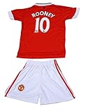 2015 Manchester United #10 Rooney Kids Home Soccer Jersey & Shorts Youth Sizes (12-13 Years)