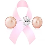PAVOI Pink to Peach Stud Pearl Earrings for the National Breast Cancer Foundation - Freshwater Cultured AAA+ 6mm