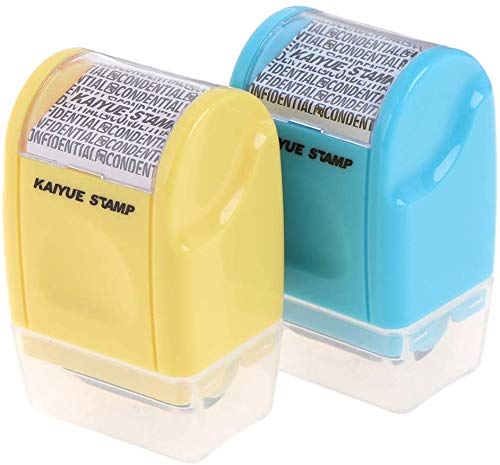 2 Pack Confidential Security Stamp Roller, Seal Security Hide ID Garbled Messy Code Self-Inking Rubber Stamp Anti Theft and Privacy Protection
