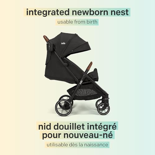 Joie Nutmeg Compact Travel Stroller – Lightweight, with One-Hand Fold, Multi-Position Recline – Newborn to Toddler-Travel-Friendly Design (Thunder)