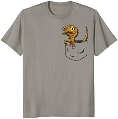 Mens Pocket Raptor T-Shirt | Velociraptor Jurassic Dinosaur Shirt Medium Slate