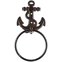 Coconut Grove Galleria Brown Rust Cast Iron Anchor Nautical Wall Mount Towel Holder