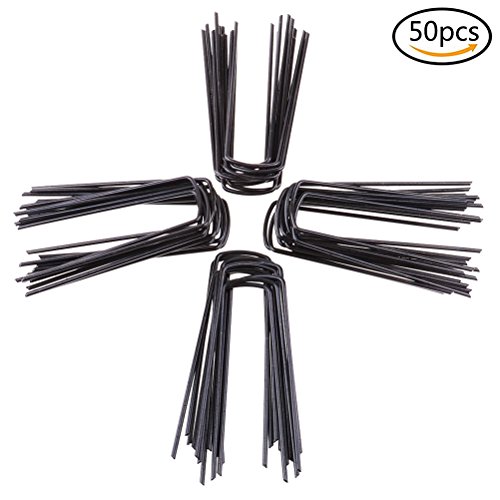 50 PCS 2.5mm Diameter U-shaped Garden Stakes, Galvanized Iron Ground Stakes/Tent Pegs/Garden Pegs/Staples Stakes Pins for Securing Garden Weed, Landscape Fabric, Ground Sheets and Fence Anchors - Thumbnail 7