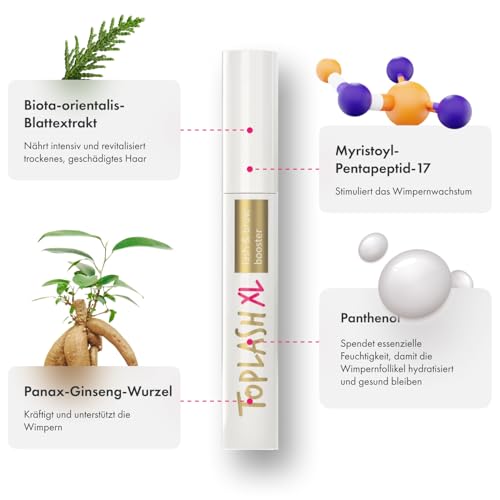 Toplash XL Eyelash and Eyebrow Booster - Growth Serum with Eyelash and Eyebrow Enhancer - Promotes Healthy, Strong Eyelashes - with Natural Potanicals and Peptides - 6 ml