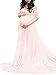 Maternity Photography Props Floral Lace Dress Fancy Pregnancy Gown for Baby Shower Photo Shoot (S, Pink)