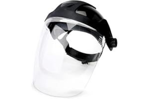 Sellstrom DP4 Face Shield - Lightweight Mask with High Impact Crown & Ratchet Headgear for Work, Grinding, Cutting - ANSI Z87.1 - Anti Fog Polycarbonate Window