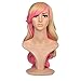 Kamo 63cm Long Zipper Beige+pink Wavy Cosplay Hair Wig
