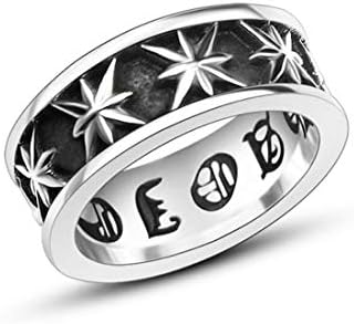 Mens Punk Rock Star Stainless Steel Ring Gothic Magic 8 Pointed Chaos Star Cross Jewelry Women