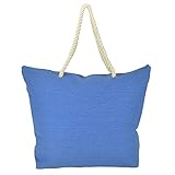 DALIX Elegant Woven Canvas Tote Bag w/ Rope Handle (Light Blue, Grey, Red, Navy Blue)