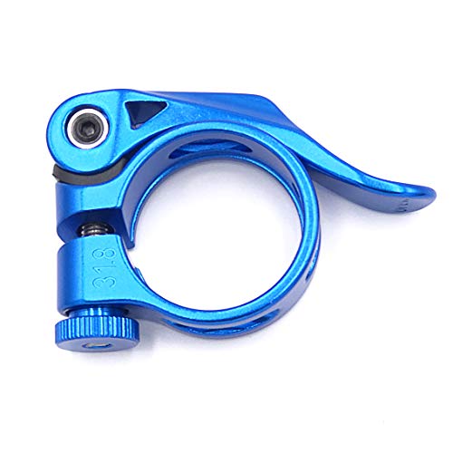 DEERU Aluminum Quick-Release Seat Post Clamp 31.8mm Bike Seat Clamp MTB Bike Road Bike Casual Bike Seatpost Clamp - Blue - Thumbnail 4