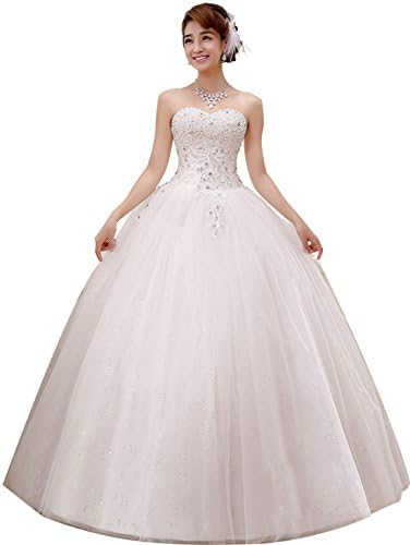 obqoo 2017 Gorgeous Sweetheart Beaded Lace Appliqued Ball Gown Wedding Dress Pure White