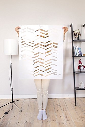 Herringbone Large Wall Stencil for Painting - Expedited 3 days Delivery - Geometric Wall Accent - Reusable Template - Large Mylar Washable Plastic - Repeatable Pattern for Wall Décor